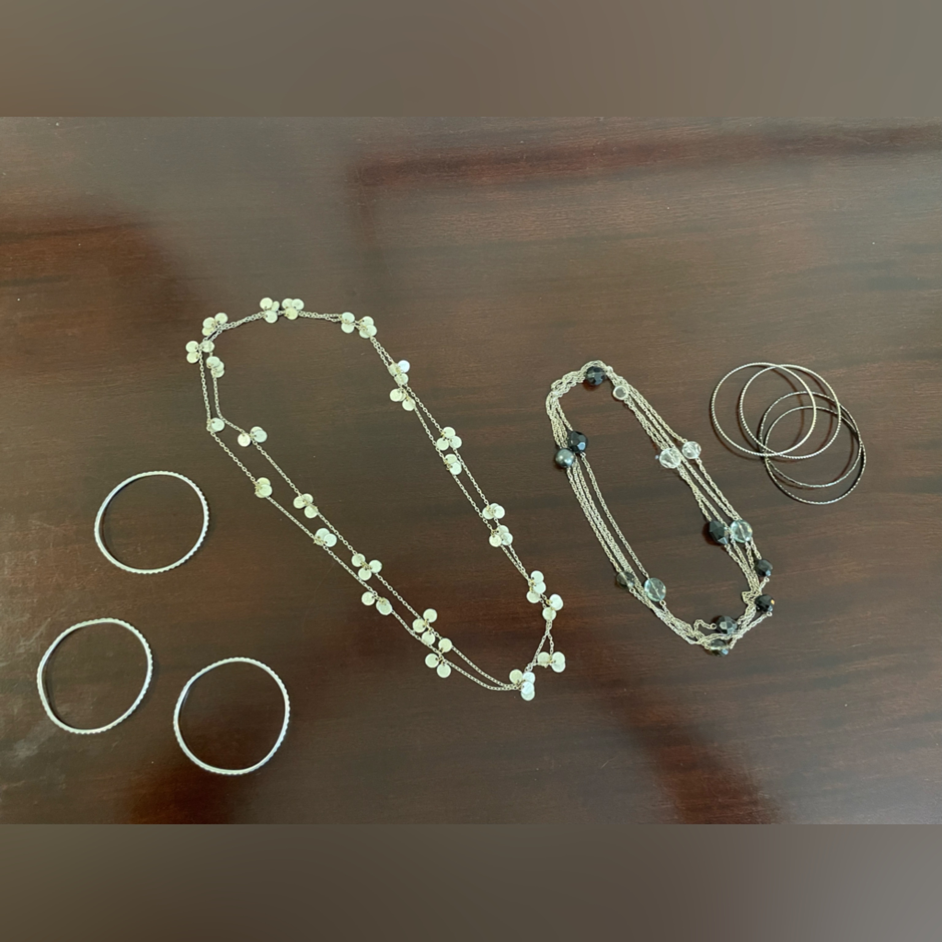 Silver Necklaces And Bangle Bracelets 12$